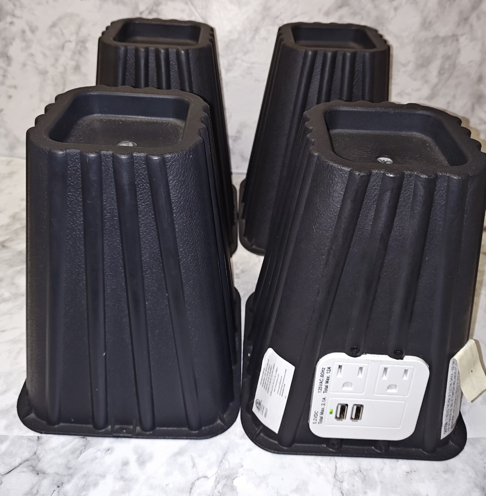Set Of 4 8" Bed Risers With USB And Power Outlet
